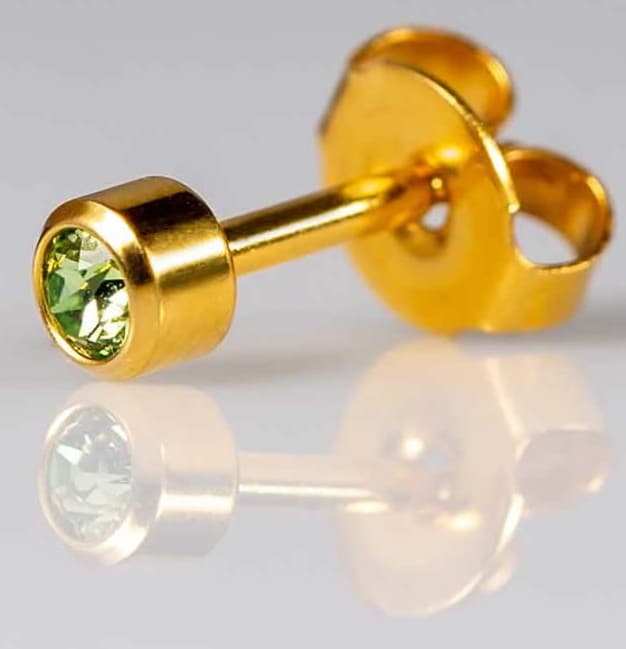 GOLD PLATE STUD - Bezelset Birthstone - August