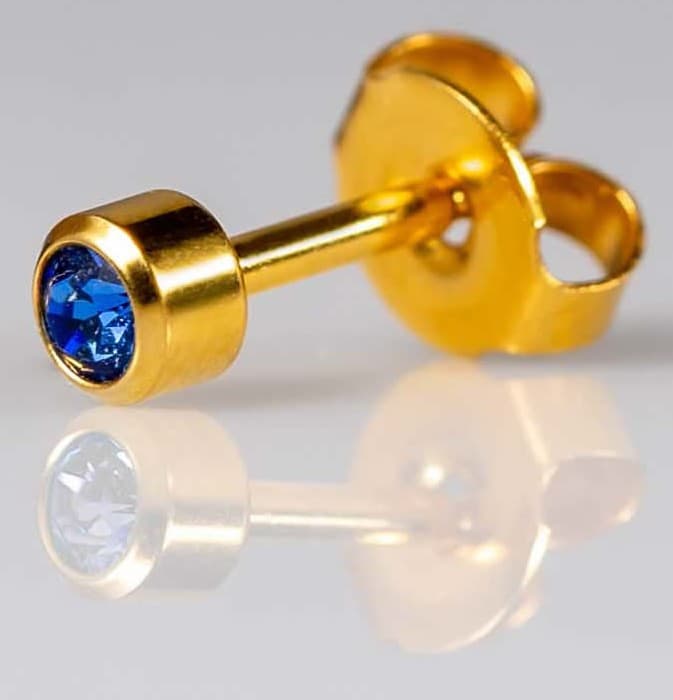 GOLD PLATE STUD - Bezelset Birthstone - September