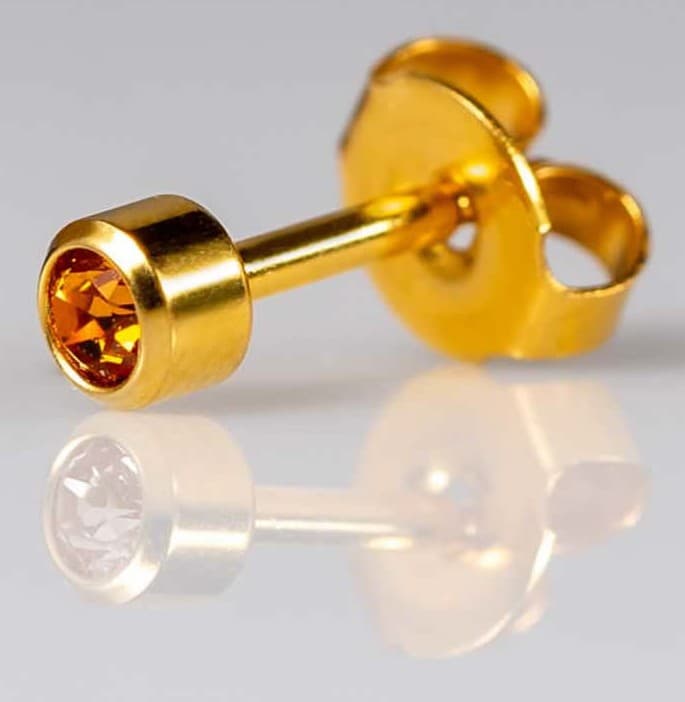 GOLD PLATE STUD - Bezelset Birthstone - November