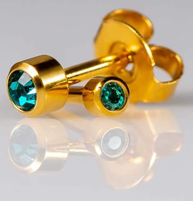 GOLD PLATE STUD - Bezelset Birthstone - December - Mini