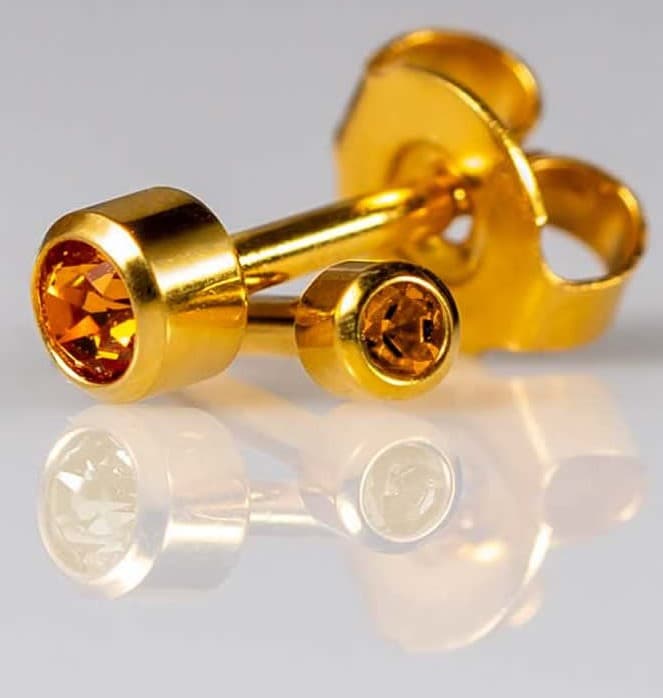 GOLD PLATE STUD - Bezelset Birthstone - November - Mini