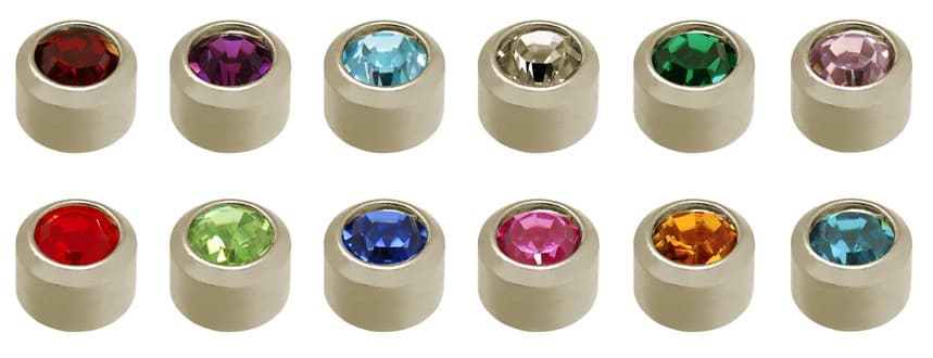 TITANIUM - Bezelset Birthstone - Assorted - Mini