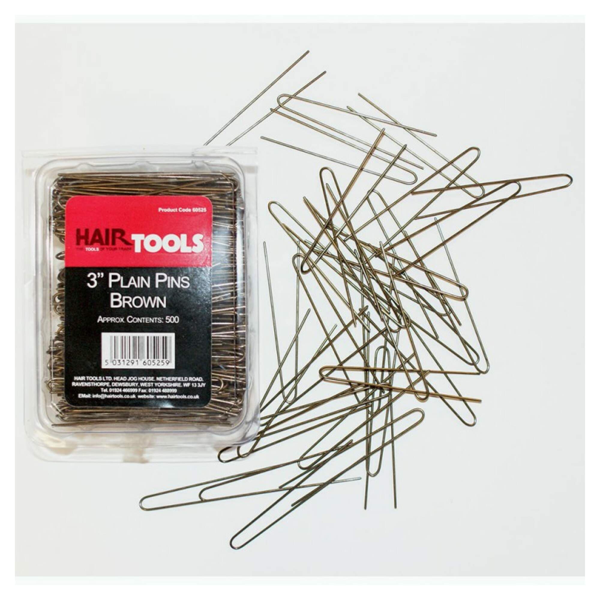 HAIR TOOLS - Pins & Grips - Plain Pins - 3" Brown 500pk