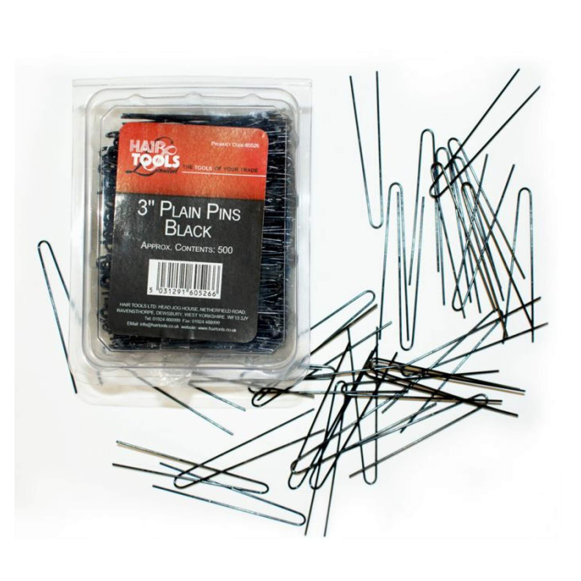 HAIR TOOLS - Pins & Grips - Plain Pins - 3" Black 500pk