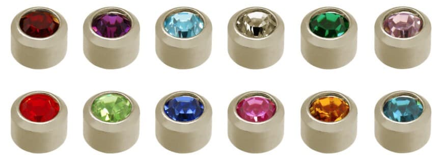TITANIUM - Bezelset Birthstone - Assorted