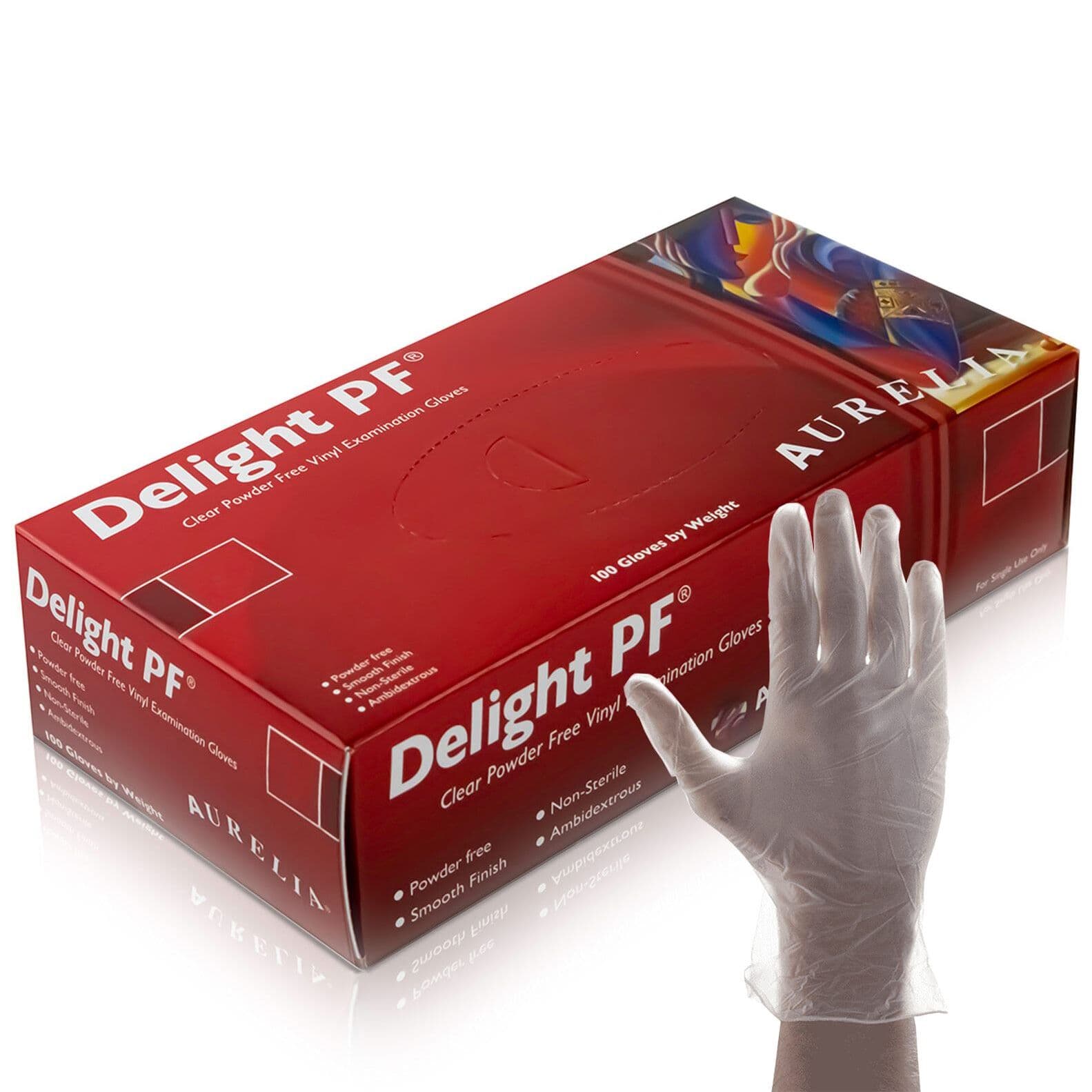 Aurelia Delight PF Clear Powder Free Vinyl Gloves - Medium