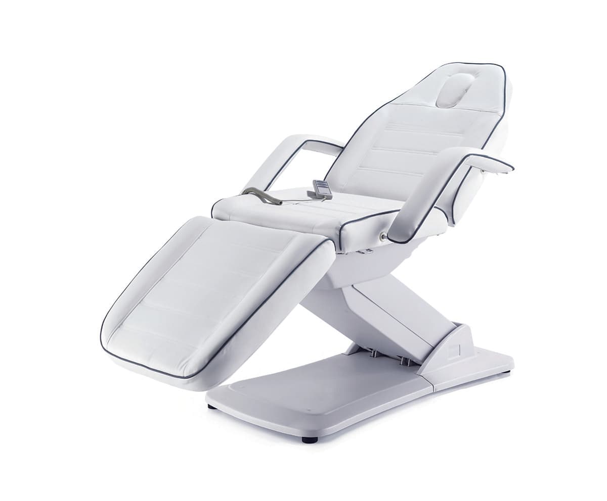 Next Day Despatch (£10 surcharge) Beauty - Excel 3 Motor Electric Couch White with Grey Piping