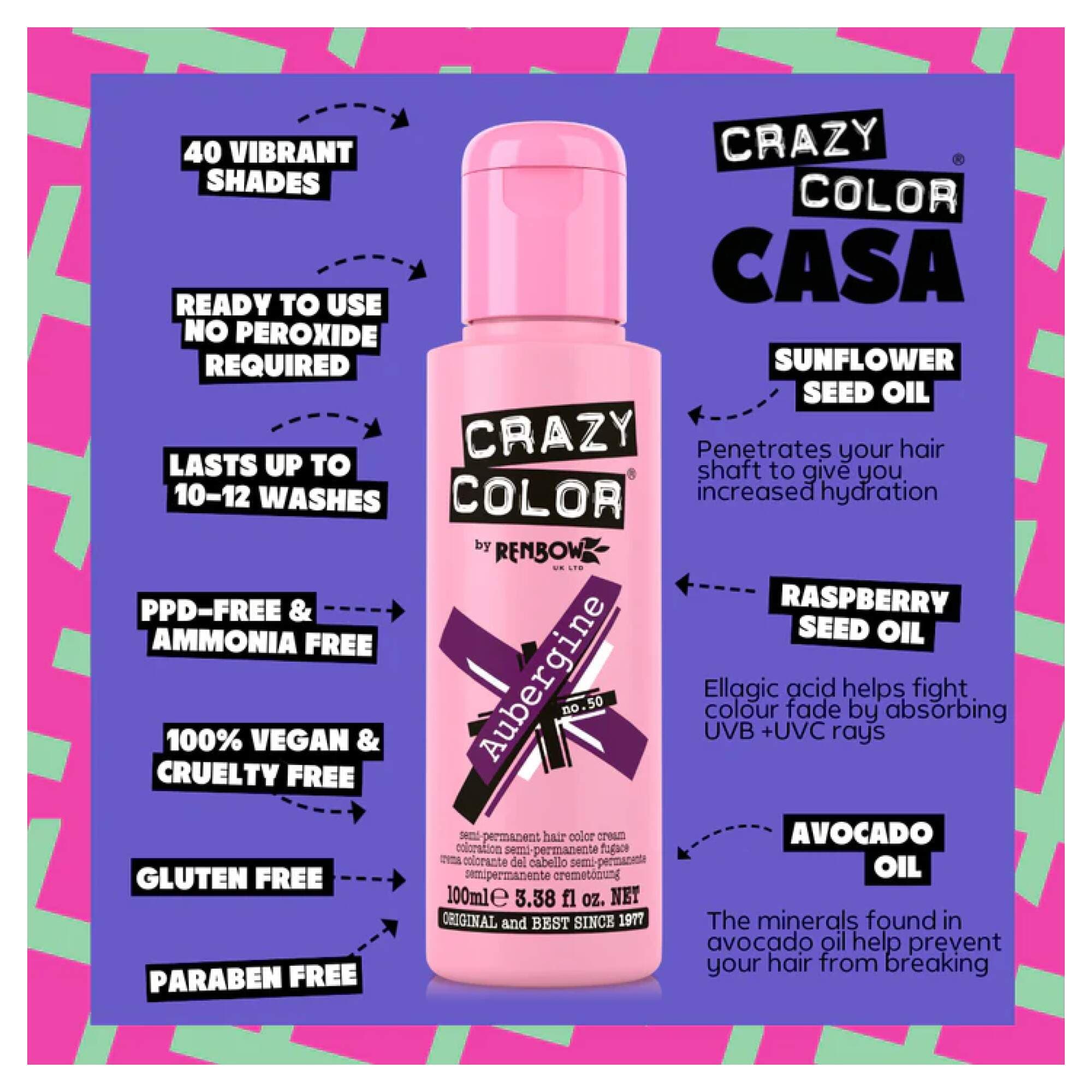 Crazy Color - Vibrant Shades - Aubergine (50) - Image 2