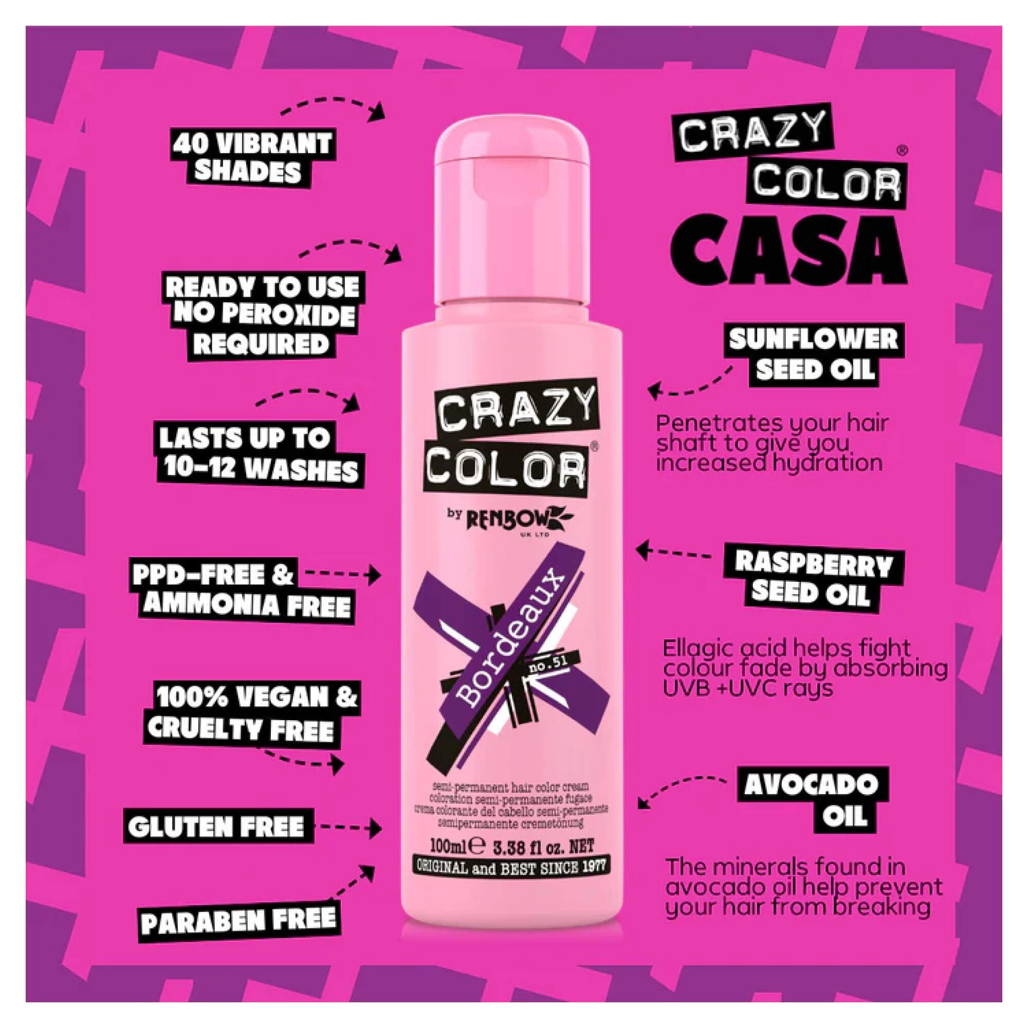 Crazy Color - Vibrant Shades - Bordeaux (51) - Image 2