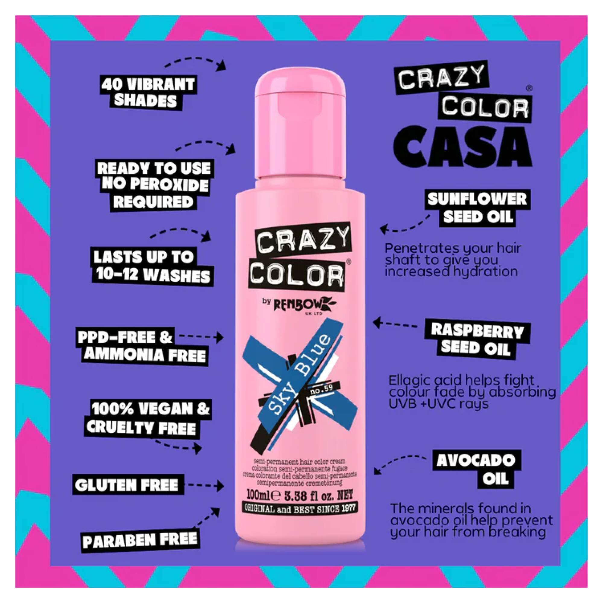 Crazy Color - Vibrant Shades - Sky Blue (59) - Image 2