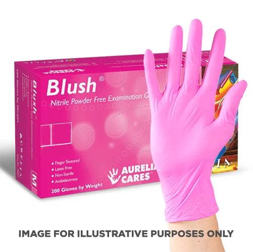 Aurelia Blush Nitrile Powder Free Pink Gloves - Medium