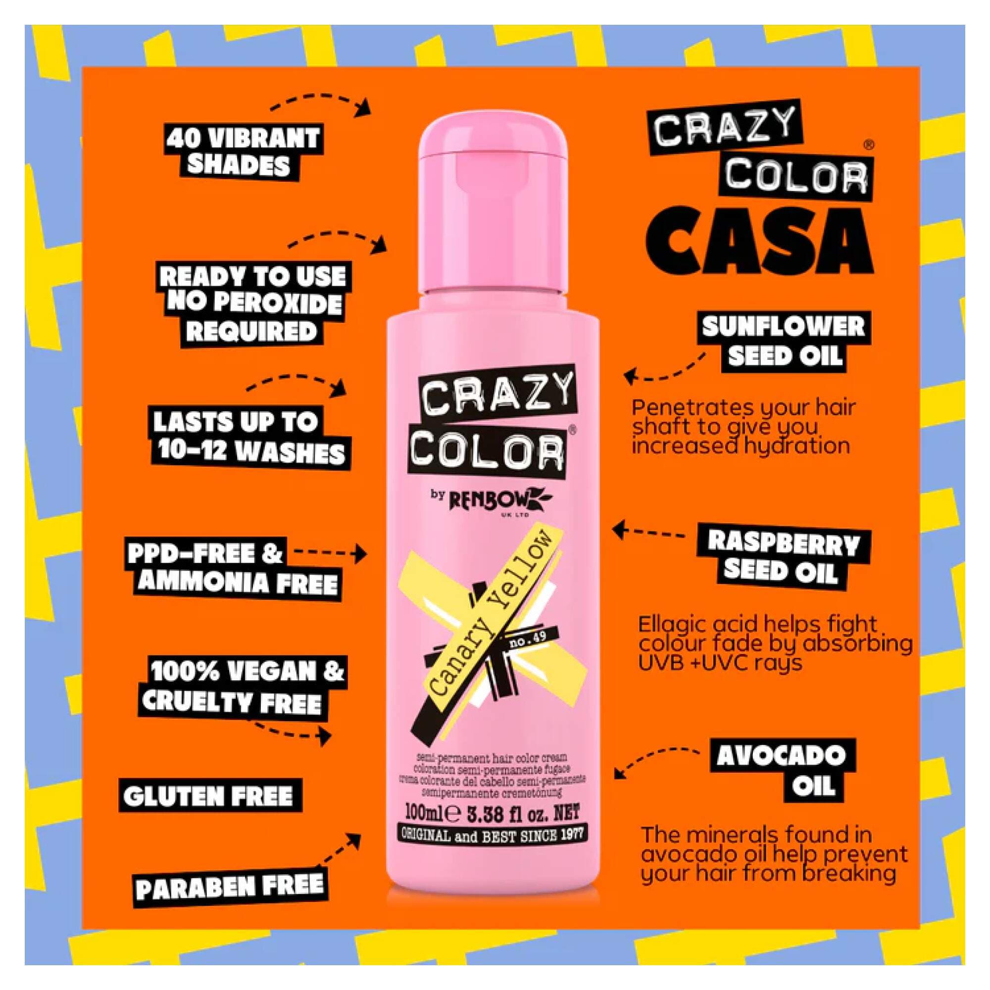 Crazy Color - Vibrant Shades - Canary Yellow (49) - Image 2