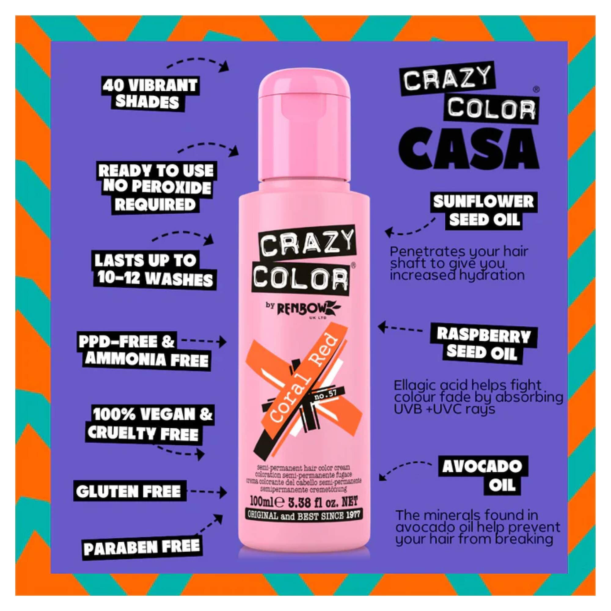 Crazy Color - Vibrant Shades - Coral Red (57) - Image 2