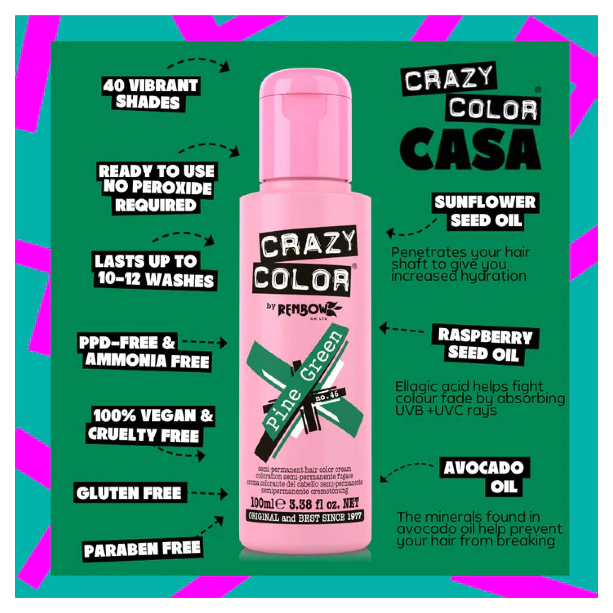 Crazy Color - Vibrant Shades - Pine Green (46) - Image 2