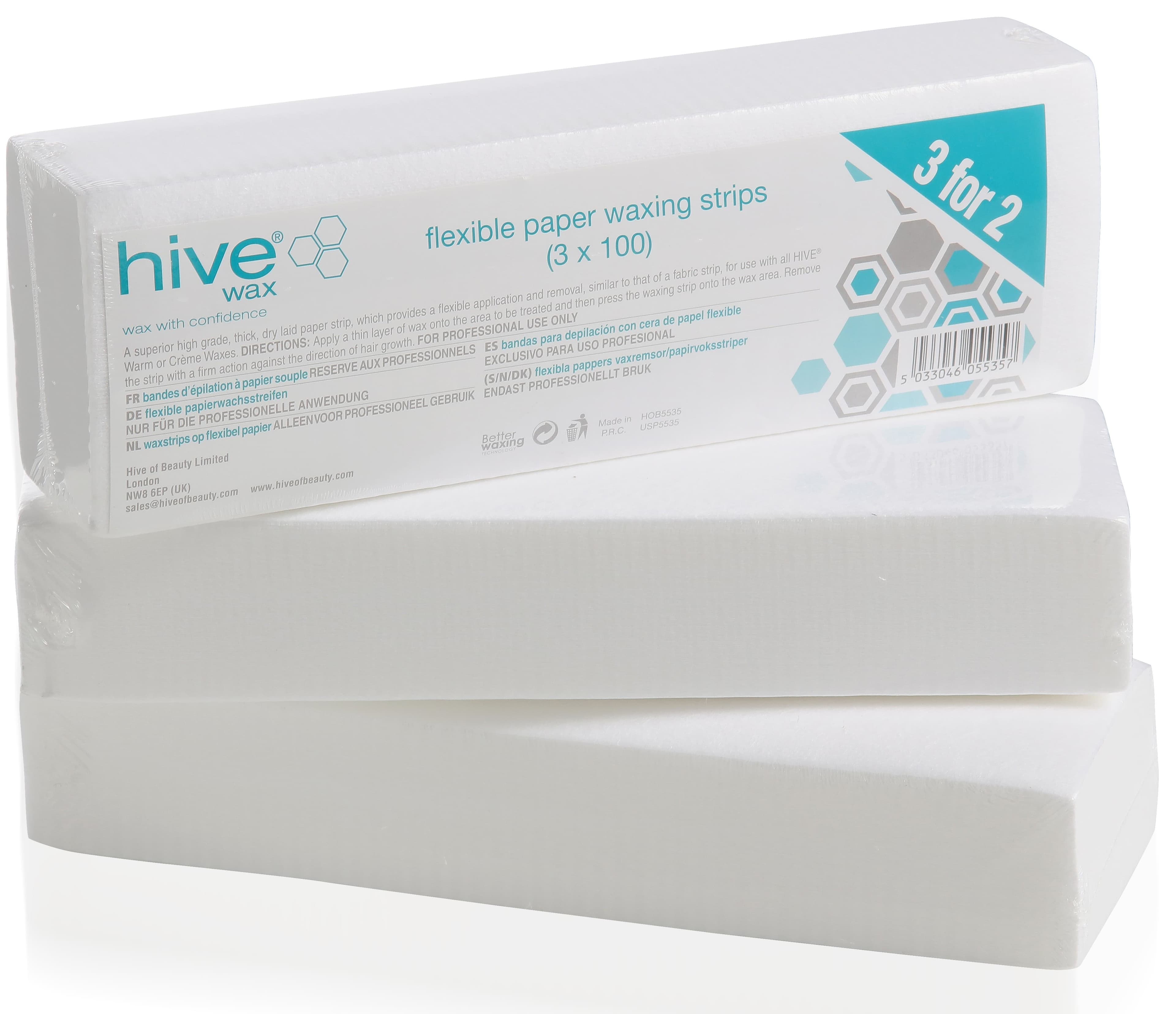 HIVE - WAXING REMOVAL STRIPS - Flexible Paper Waxing Strips - 3 for 2 Pack - 3 x 100 Pk