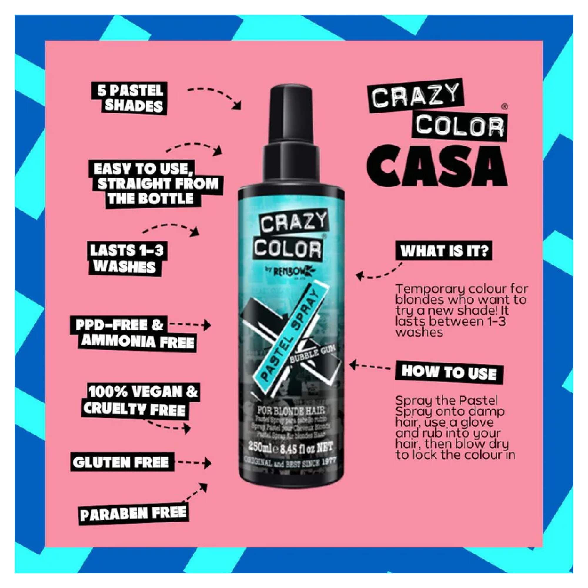 Crazy Color - Spray In's - Pastel Spray Bubblegum - Image 2