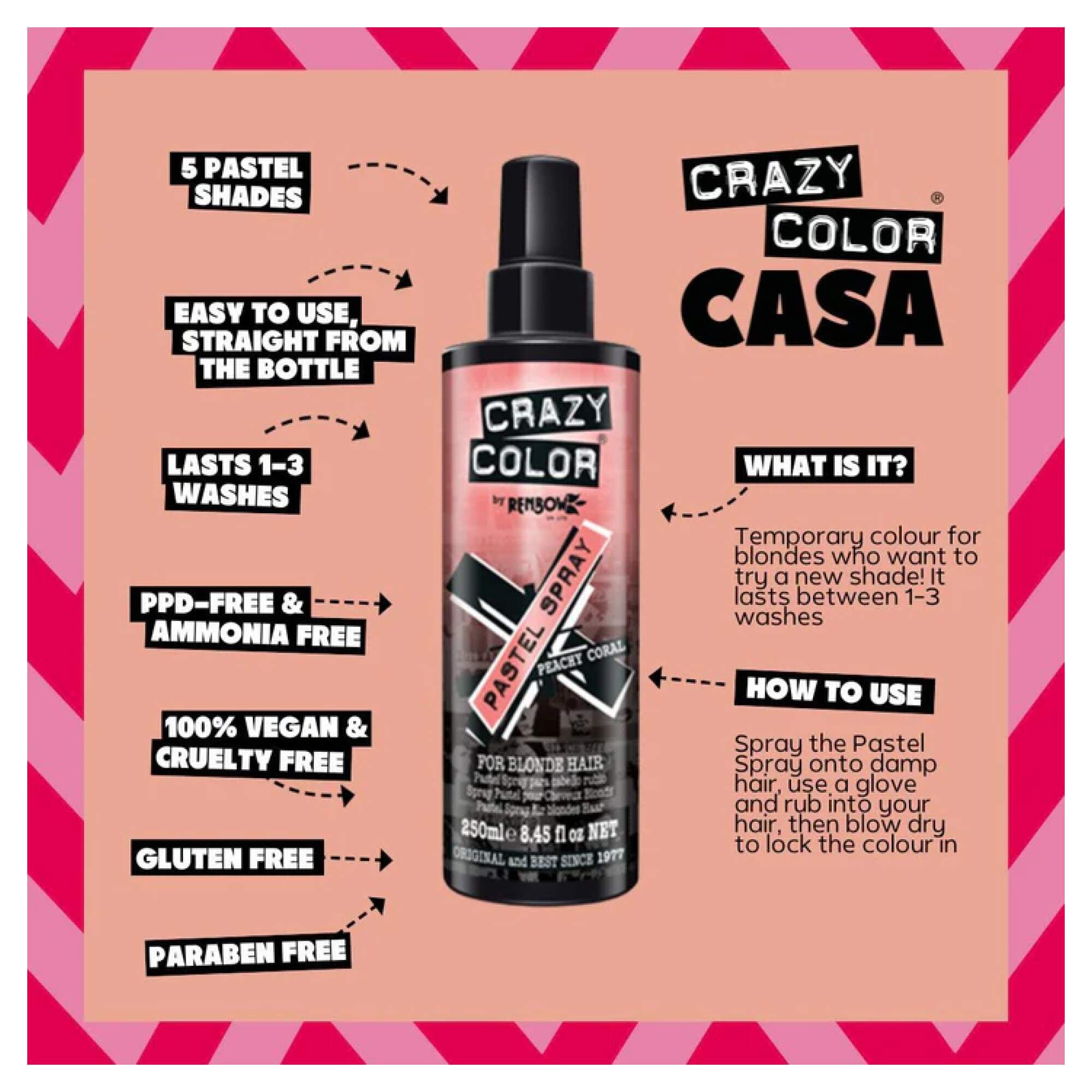 Crazy Color - Spray In's - Pastel Spray Peachy Coral - Image 2