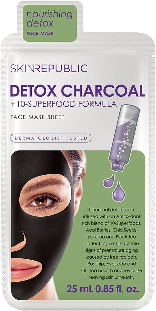 Skin Republic Detox Charcoal + 10-Superfood Formula Face Mask Sheet
