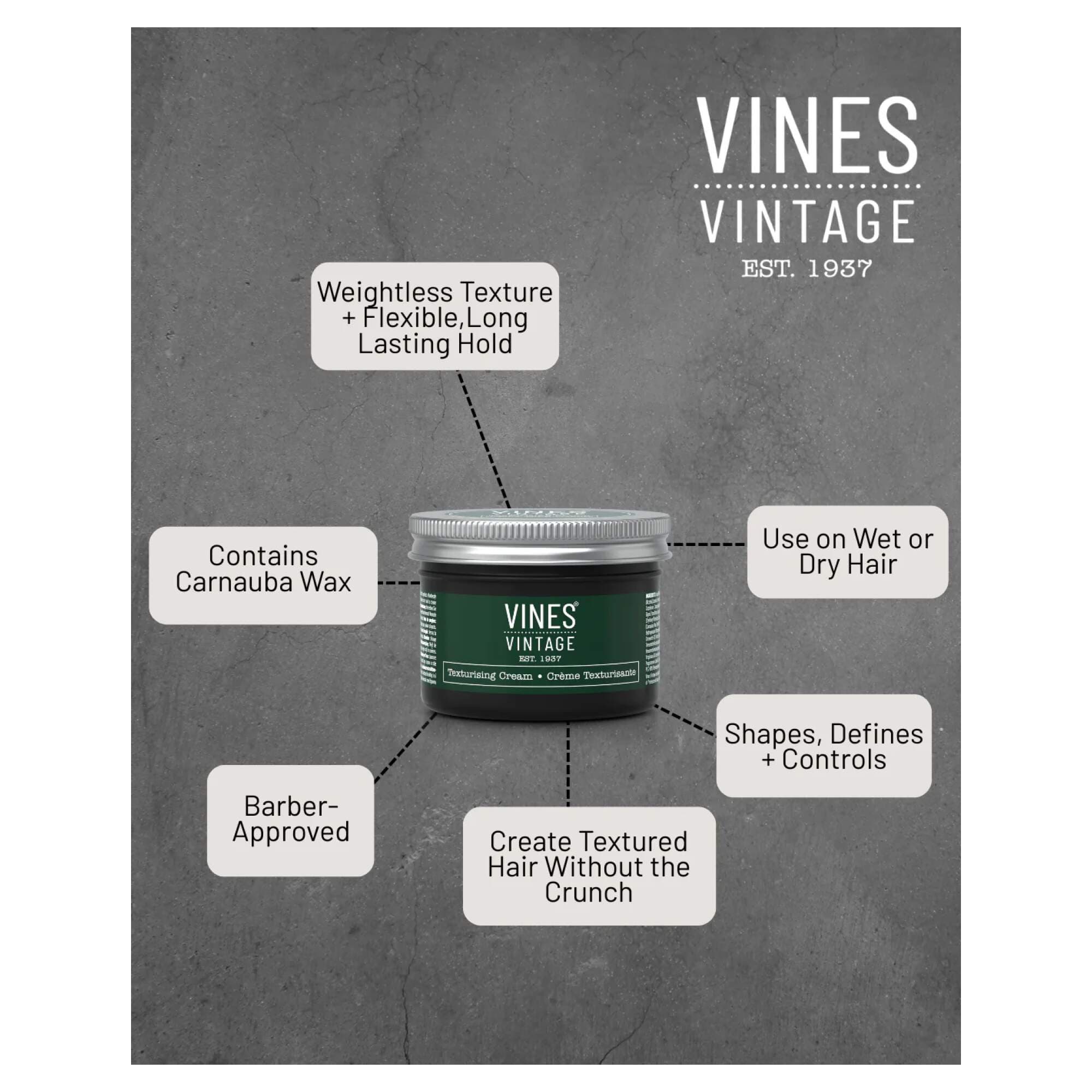 VINES VINTAGE - BARBER RANGE - Texturising Cream 125ml - Image 2