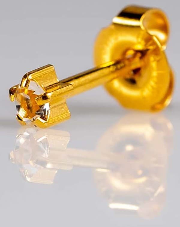 GOLD PLATE STUD - Clawset Birthstone - April - Mini