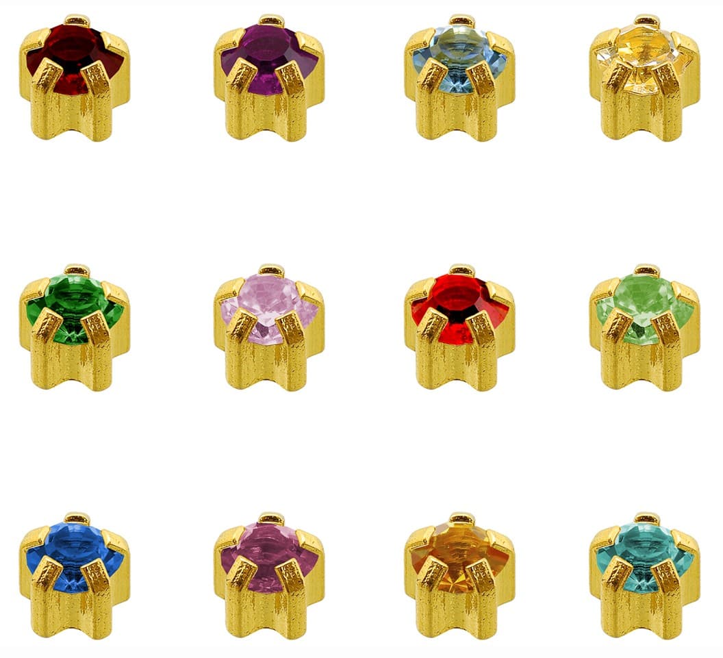 GOLD PLATE STUD - Clawset Birthstone - Assorted