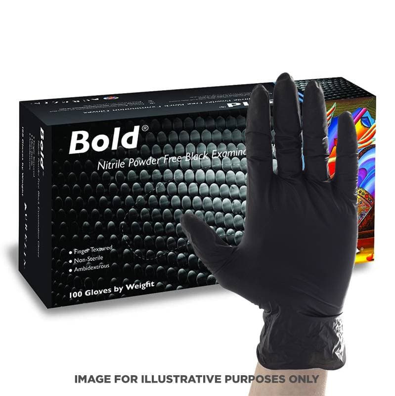 Aurelia Bold Nitrile Powder Free Black Gloves - Extra Large