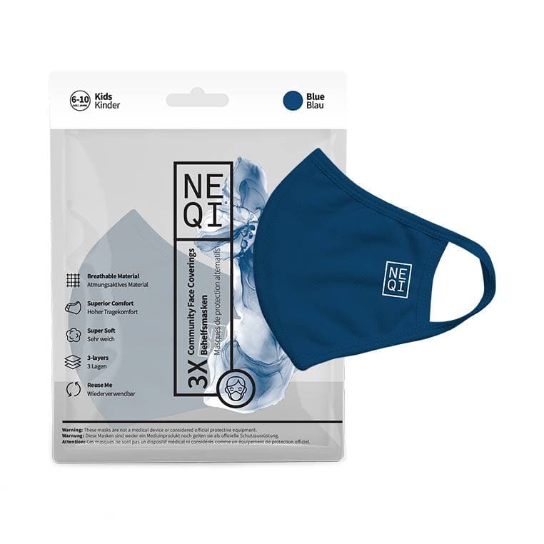 NEQI Face Coverings - Navy for Kids 3pk