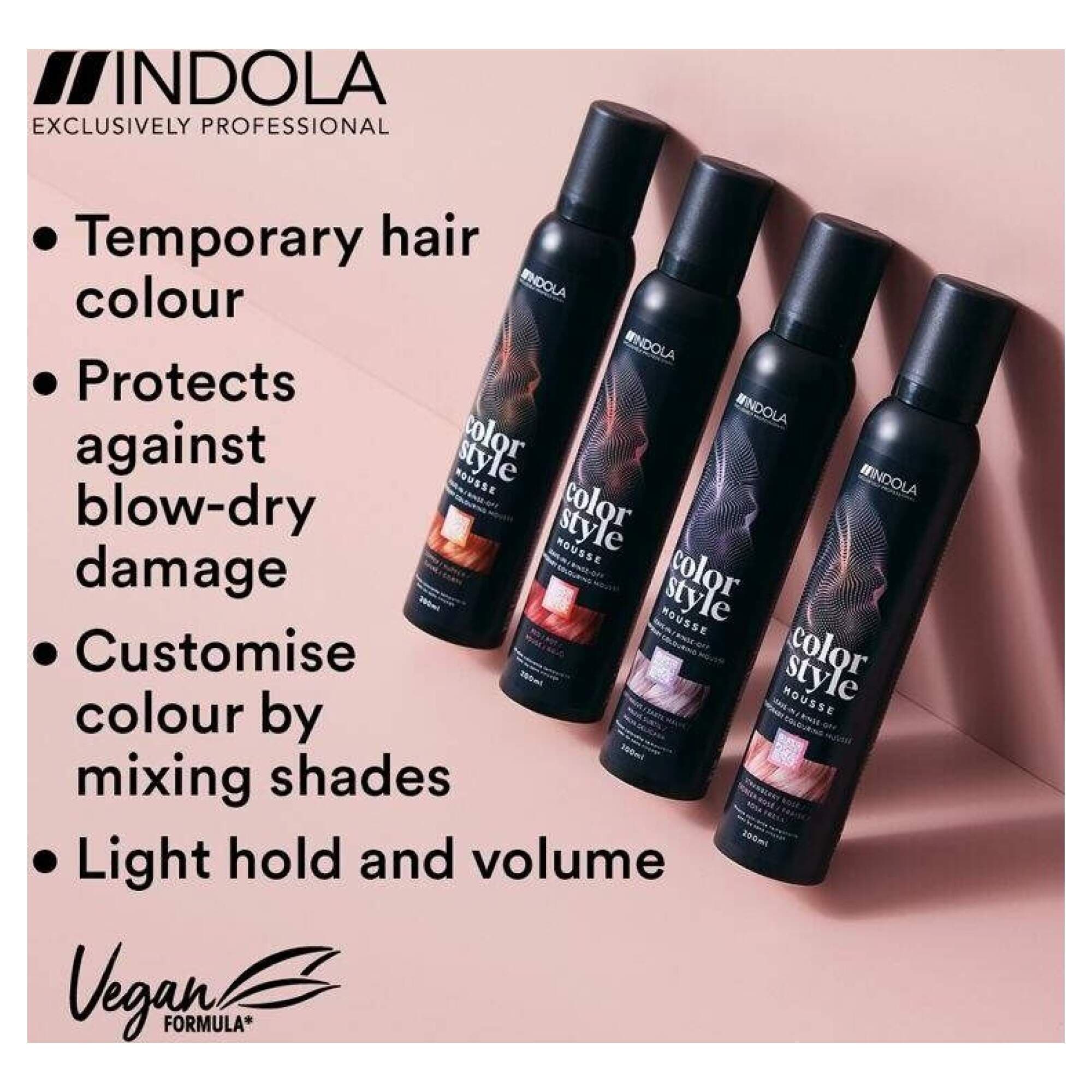 INDOLA - COLOR STYLE MOUSSE - Strawberry Rose - 200ml - Image 3