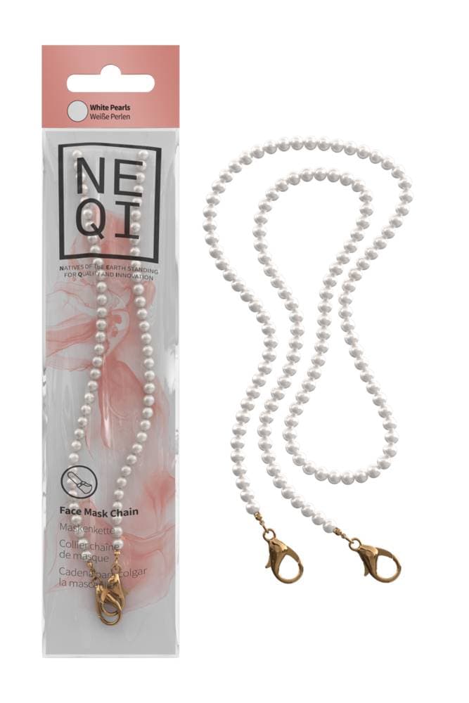 NEQI Face Coverings Chain - White Pearls