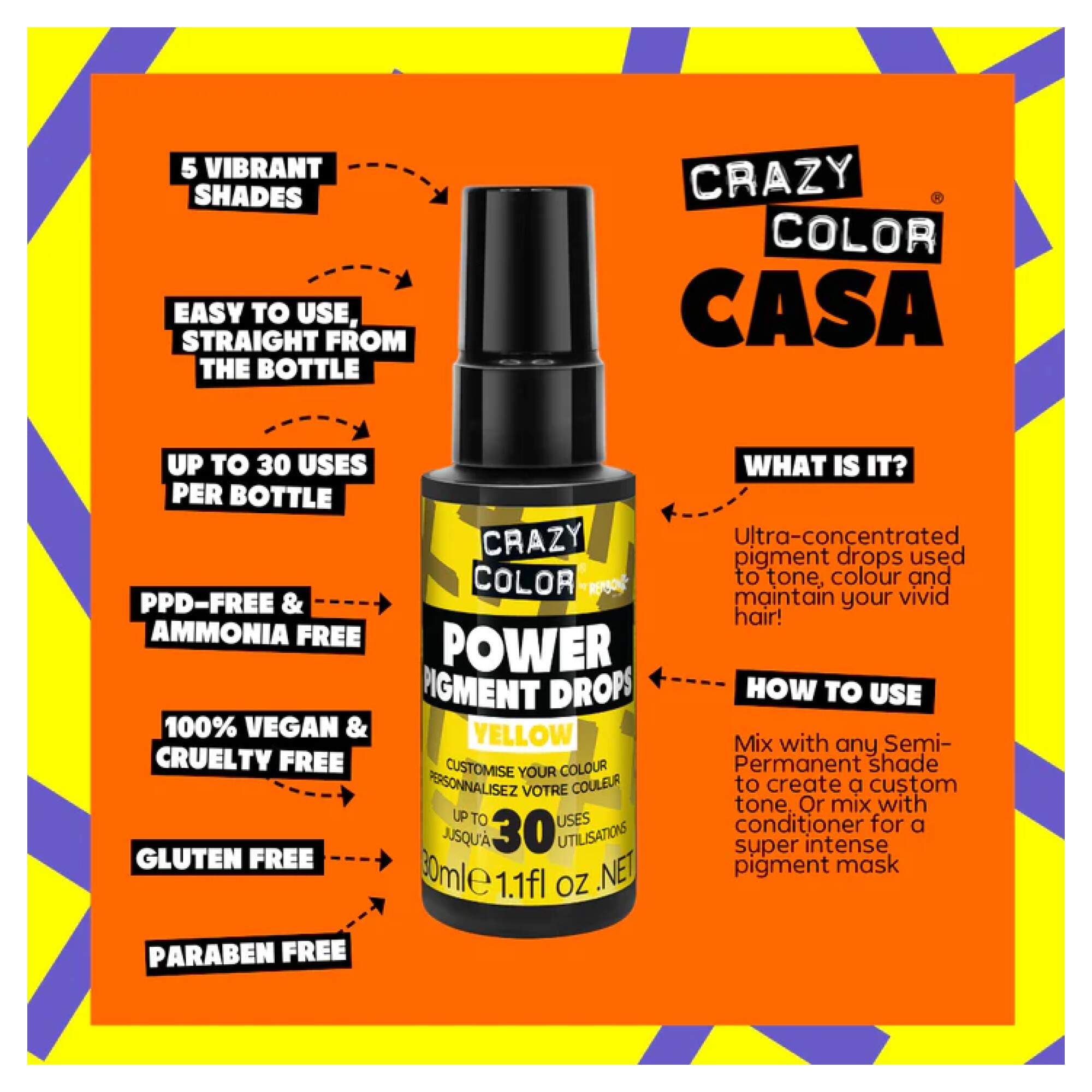 Crazy Color - Pure Pigment Drops - Yellow - Image 2