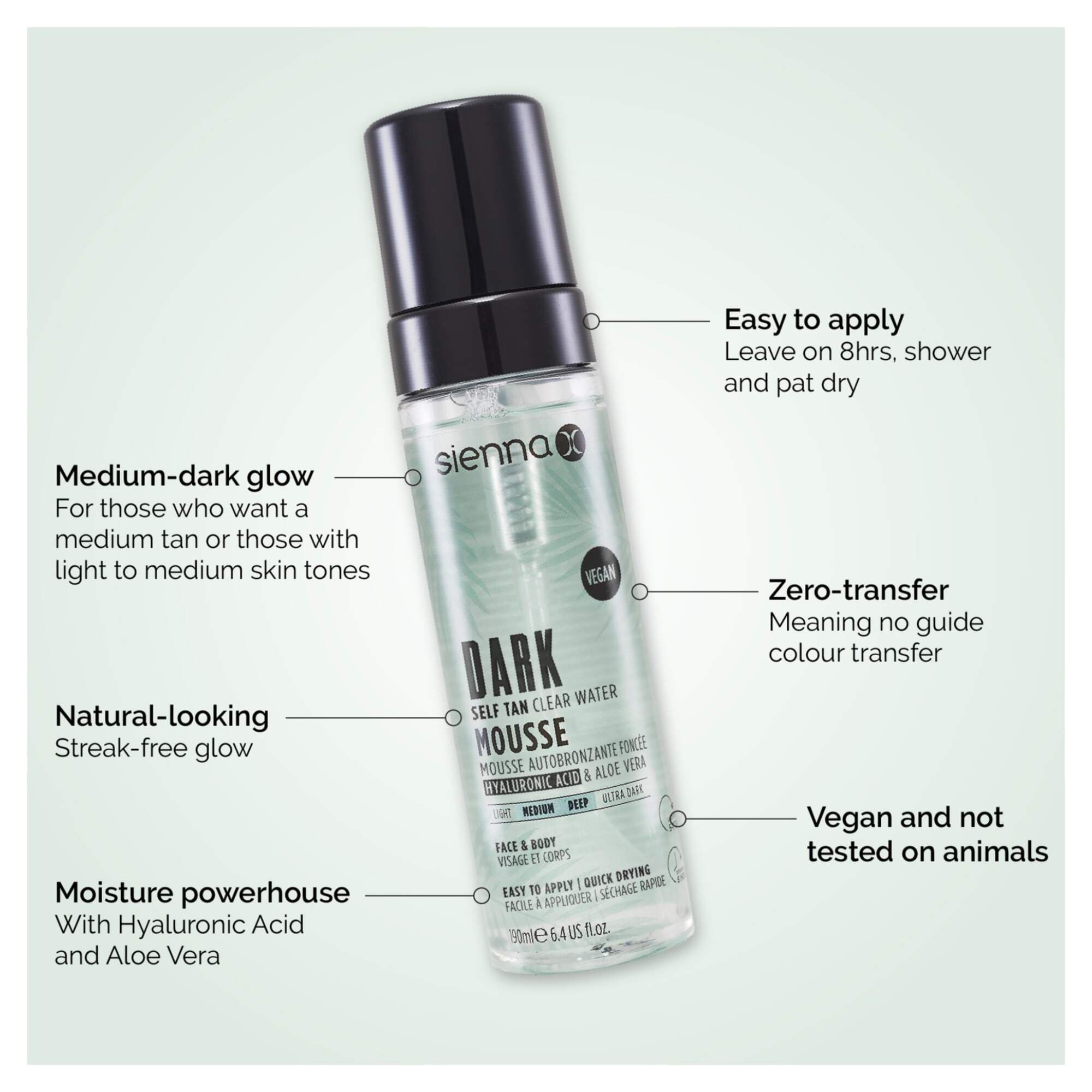 SIENNA X TAN - RETAIL - Self Tan Clear Mousse - 190ml - Image 2