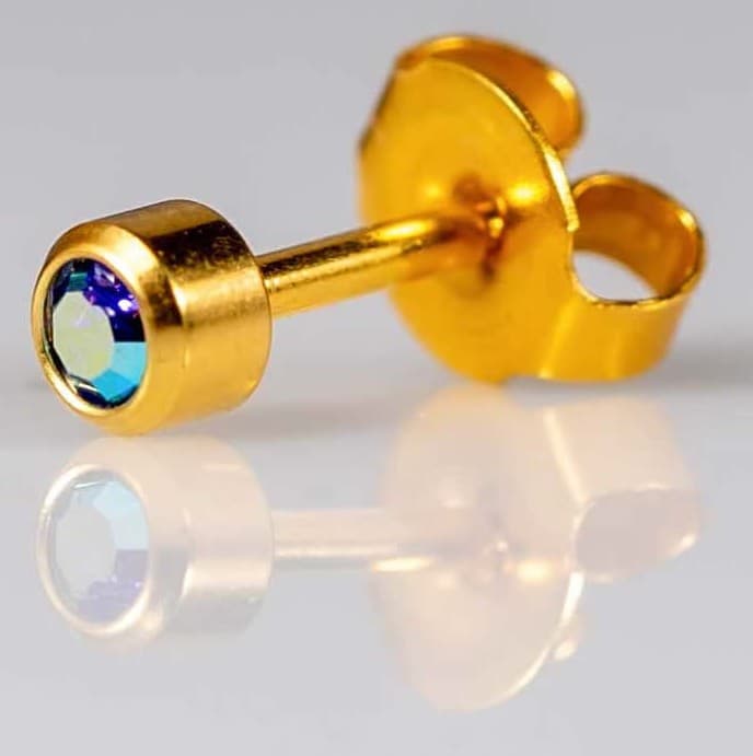 GOLD PLATE STUD - Blue Violet Crystal