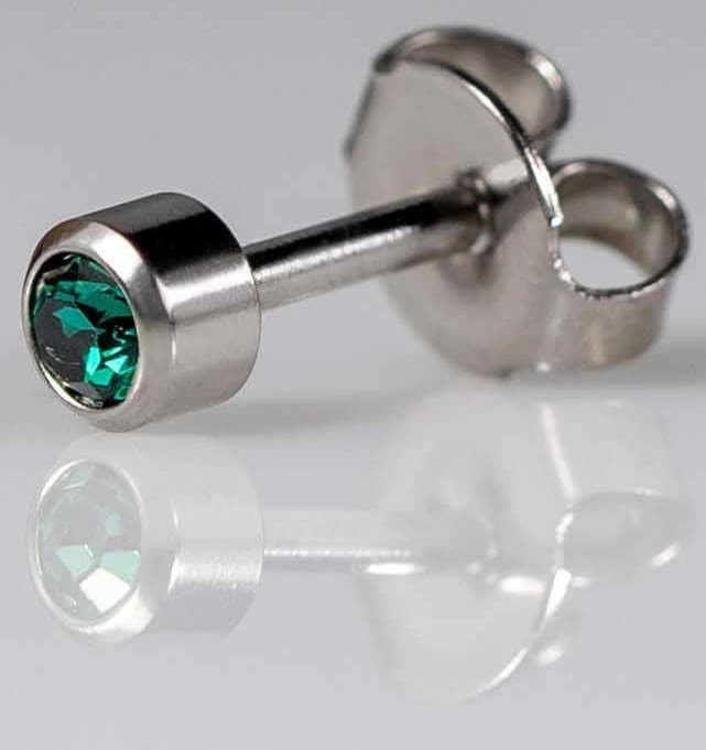 STAINLESS POLISHED STUD - Bezelset Birthstone - May
