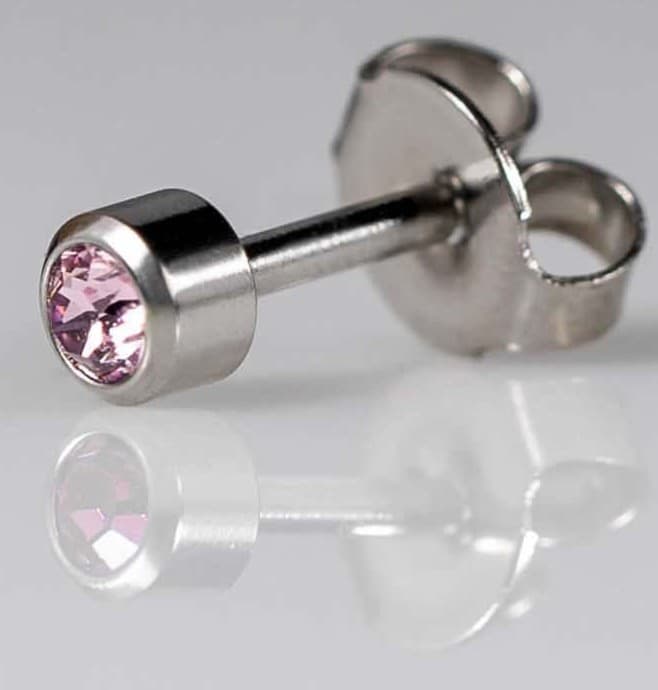 STAINLESS POLISHED STUD - Bezelset Birthstone - June