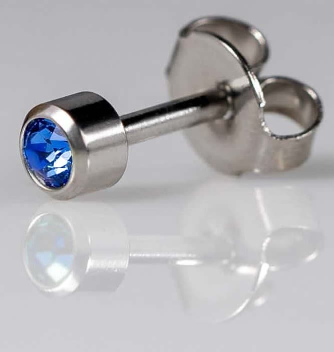 STAINLESS POLISHED STUD - Bezelset Birthstone - September