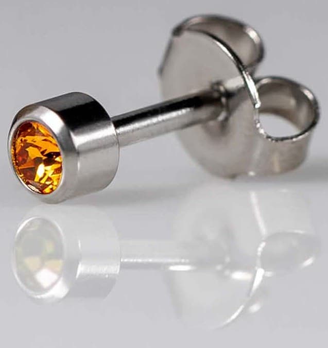 STAINLESS POLISHED STUD - Bezelset Birthstone - November