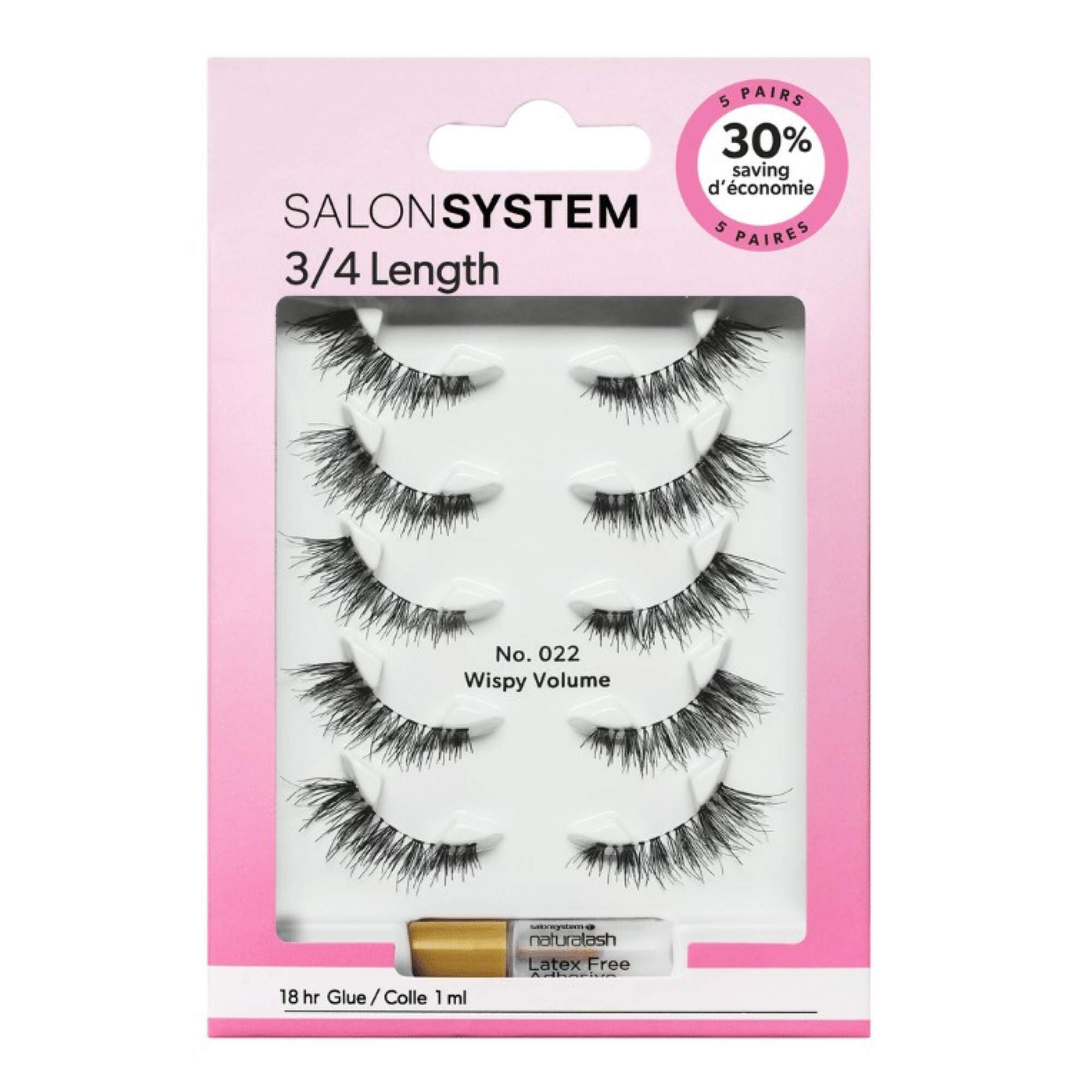 Salon System - STRIP LASH - 3/4 Length - 022 - 5 Pack